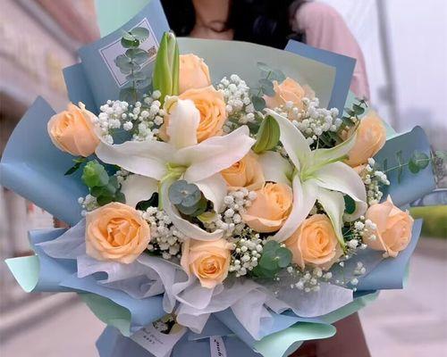 11朵玫瑰花配1朵百合花可以吗