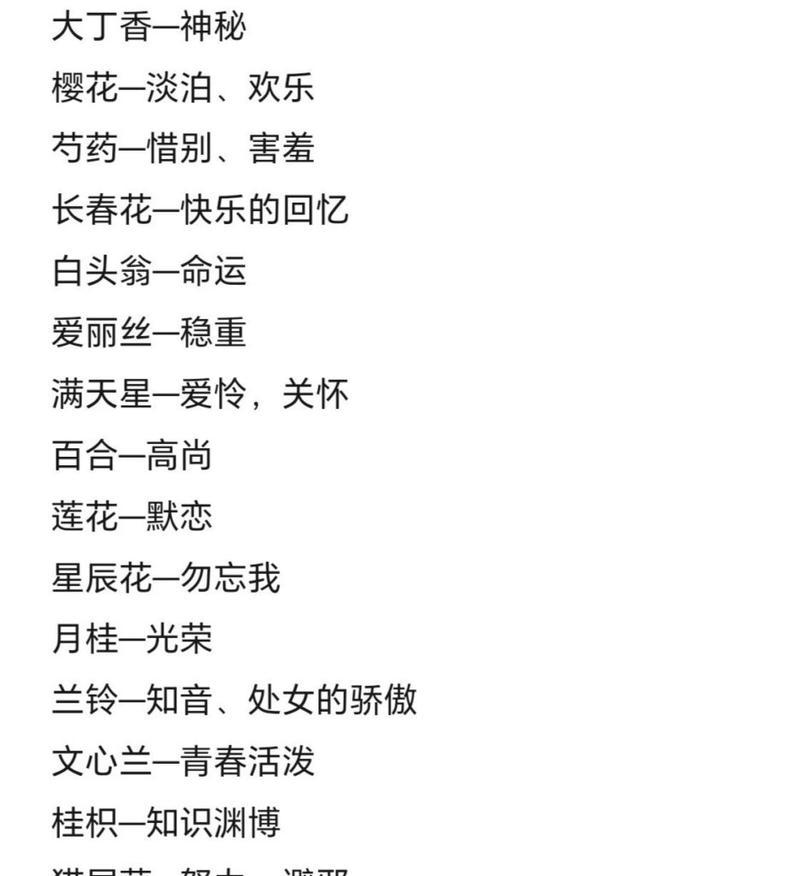 每种花都有哪些对应的花语？