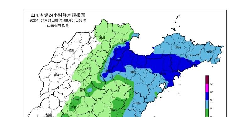 山东省！明天7月31号，新一轮降雨中心已定，大雨暴雨分布如下！
